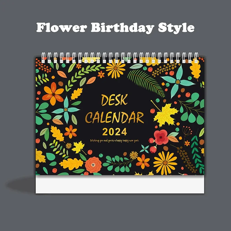 2024 English Creativity Desk Calendar Coil Notepad Schedule Memorandum Date Calendar US Holidays Office Home Desktop Decoration