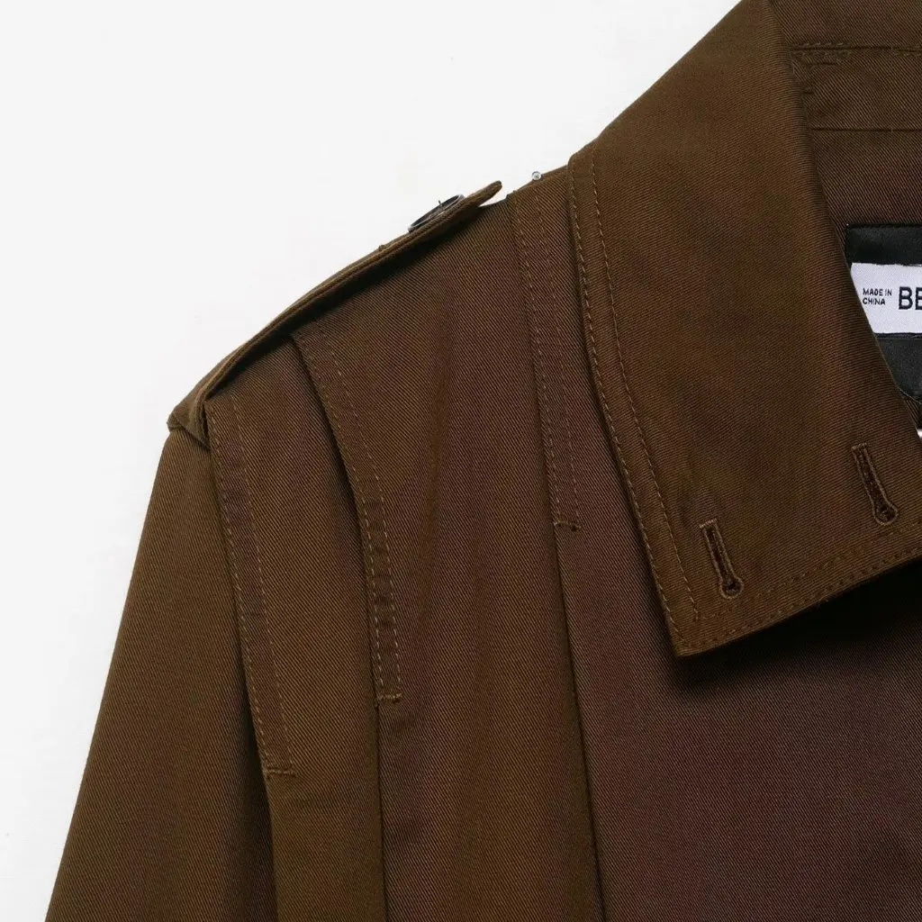 

PB & ZA женское модное пальто со сложенным поясом на одной пуговице, новая осенняя коллекция, крутая сенсорная куртка, стильная верхняя одежда