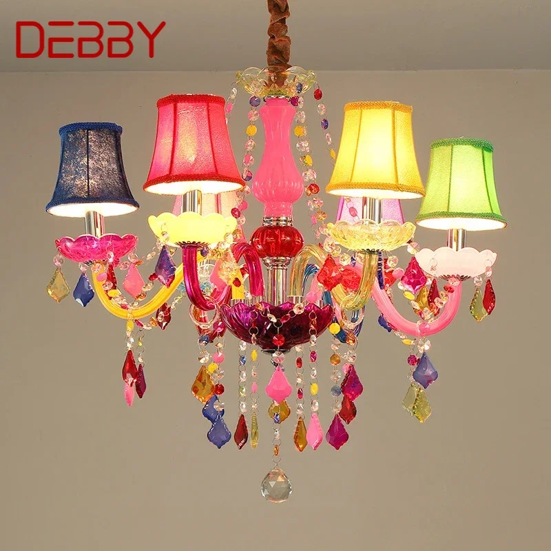 

DEBBY European Style Crystal Pendent Lamp Pink Girls' Room Candle Lamp Luxurious Living Room Restaurant Bedroom Villa Chandel