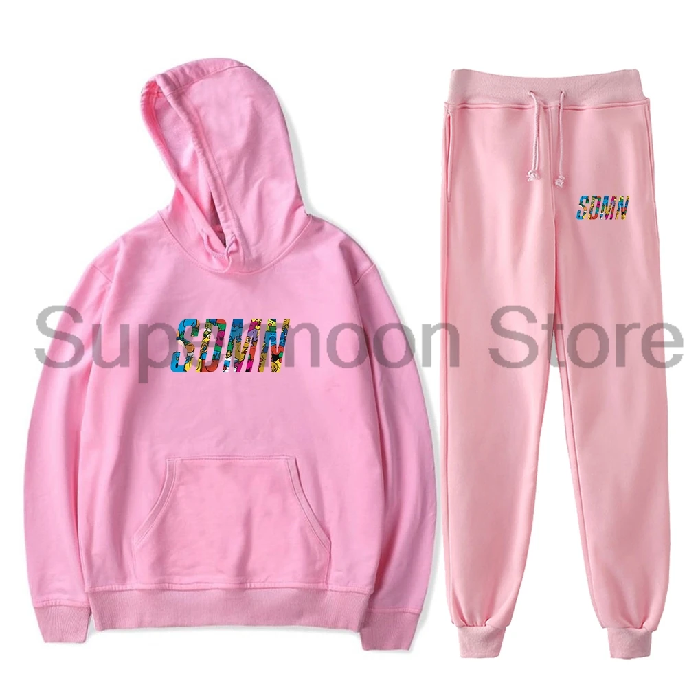 Sidemen Merch SDMN-Sweat à Capuche et Pantalon de Jogging pour Homme et Femme, Ensemble Deux Pièces avec Logo PVD et Pantalon de Survêtement