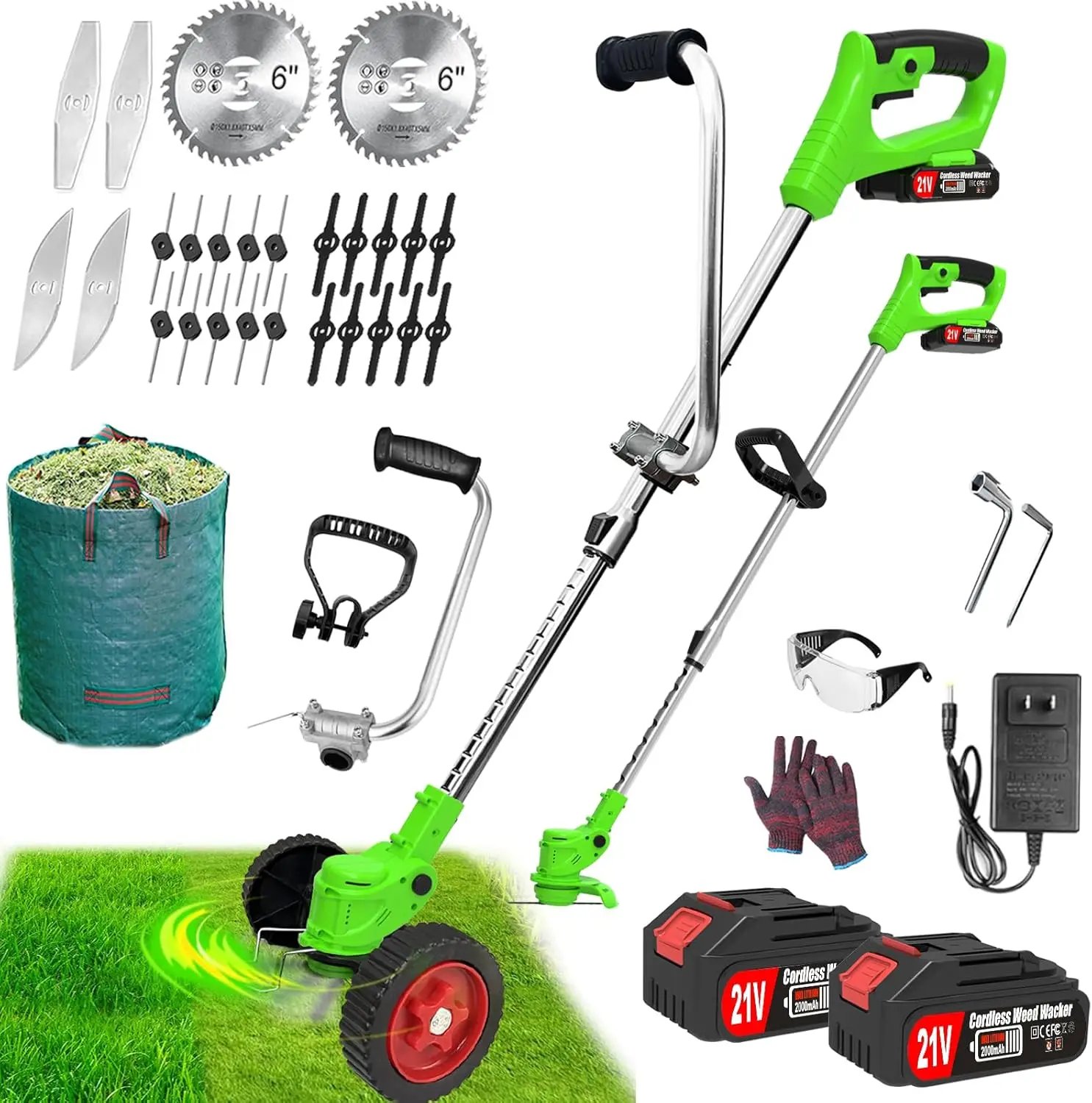 

Electric Weed Wacker Cordless Eater, Battery Powered No String Grass Trimmer/Edger Lawn Tool/Brush Cutter