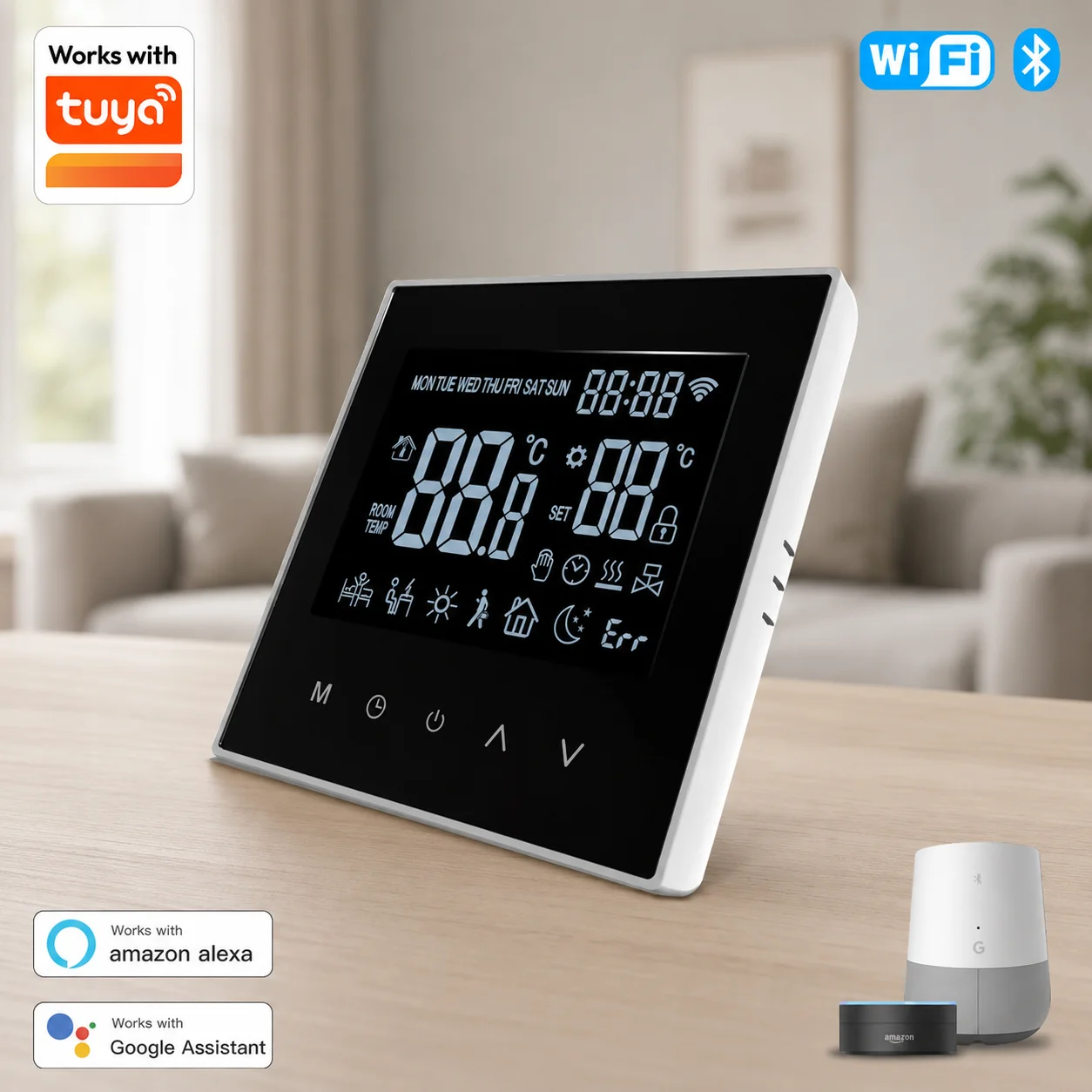 Smart Home Thermostat - Tuya slimme thermostaat Wi-Fi temperatuurregelaar met