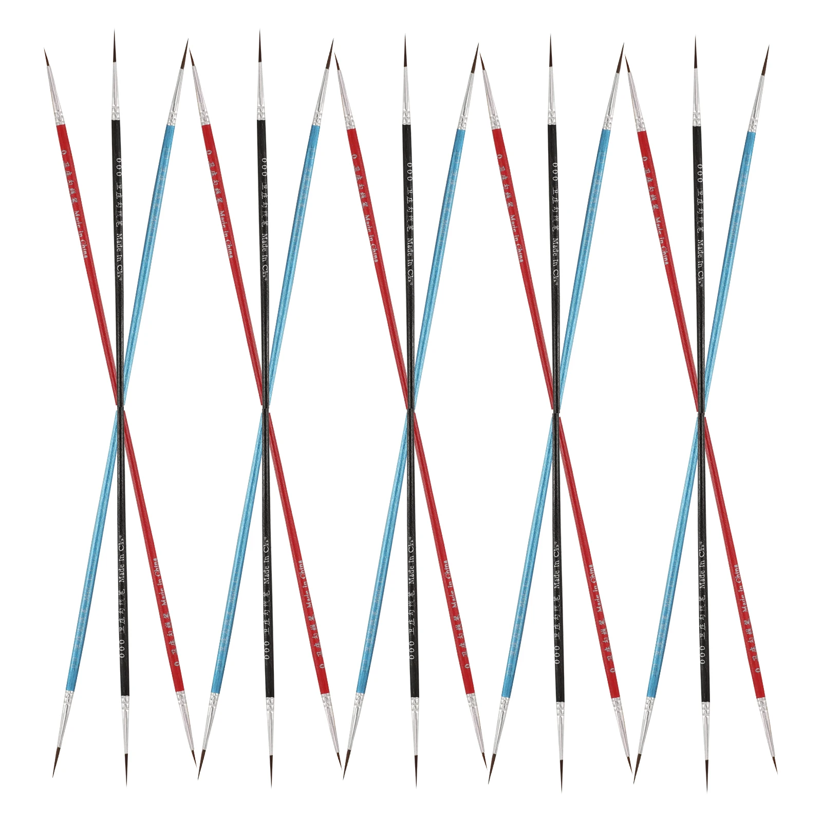 

30 Pcs Oil Painting Brush Set Acrylic Miniature Brushes Detail Black 000 Blue 00 Red 0 Assorted Tips Gouache Watercolor