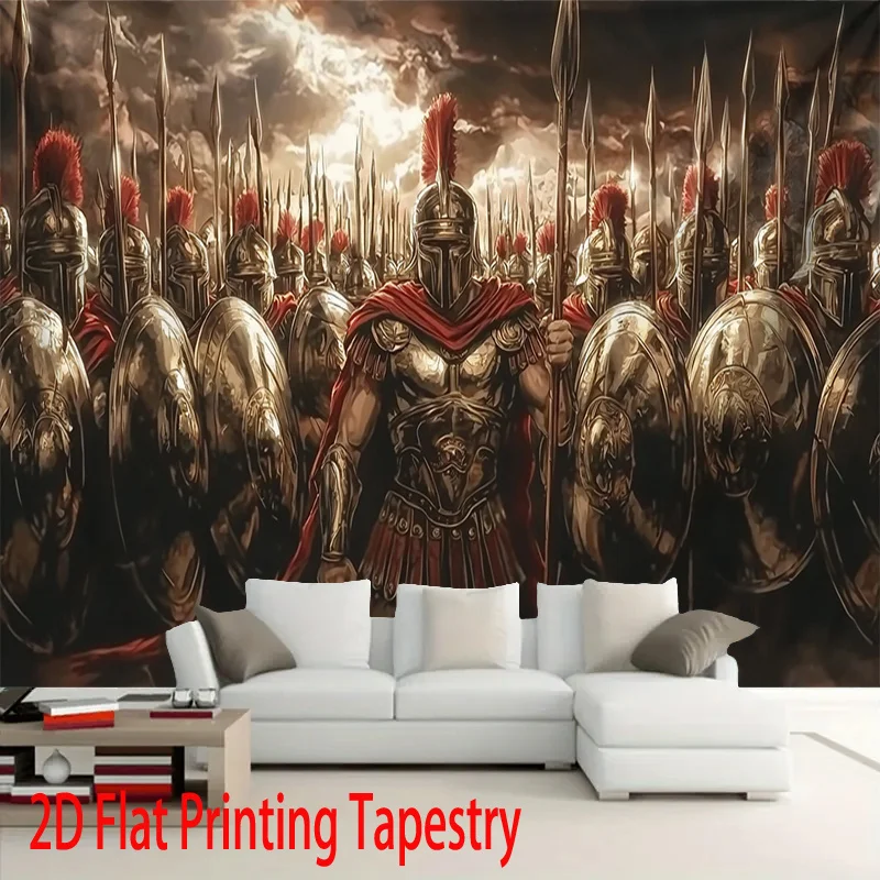 Epic Medieval Knights Tapestry Wall Hanging Decor Fantasy Battle Scene Print for Man Cave Living Room Gothic Warrior Renaissance
