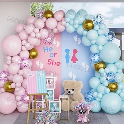 Przyjęcie urodzinowe Ballon girland Arch Kit płeć odsłania balony Maca niebieski różowy balon lateksowy chłopiec lub dziewczynka dekoracje na Baby Shower