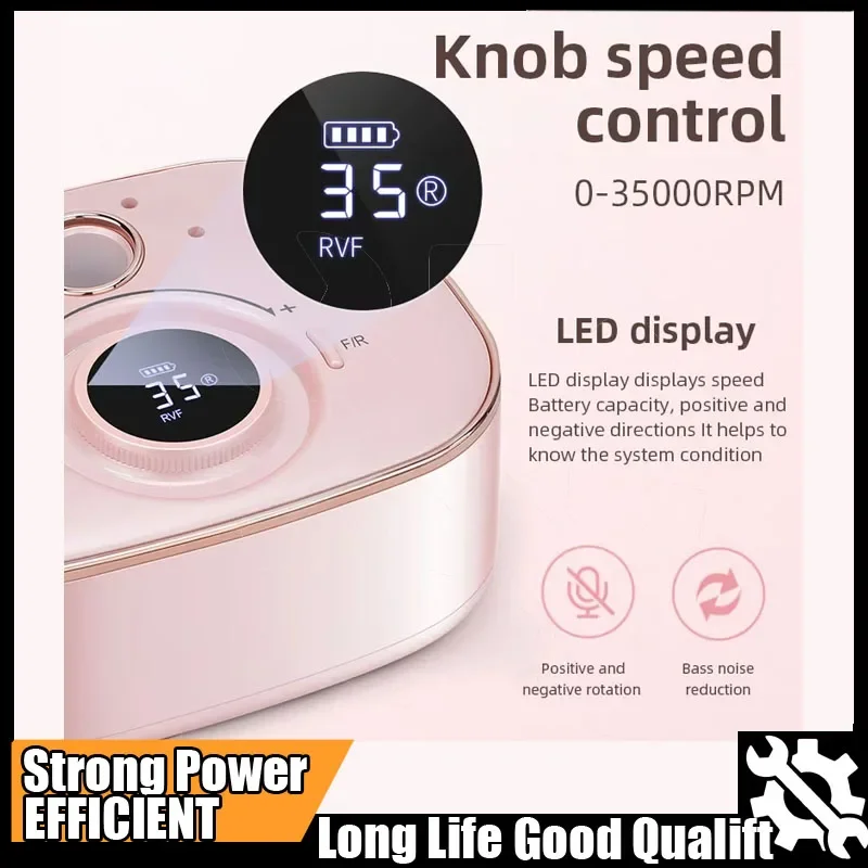 Conjunto de ferramentas lixadeira de unhas 35000rpm, moinho para manicure com display led, baixo ruído, broca elétrica para manicure, acessórios para unhas e imperdível