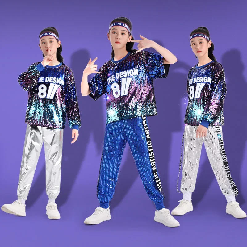 Same Style for Boys and GirlsCheerleading Costumes Boys Street Jazz Hip Hop Trend Costumes Group Performance Rave Clothes