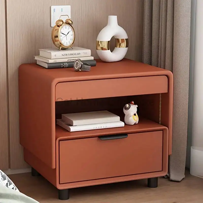 Modern Irregular Nordic Drawers Nightstand MobileLuxury Rattan Smart Nightstands Creative Tables De Nuit Bedroom Furniture