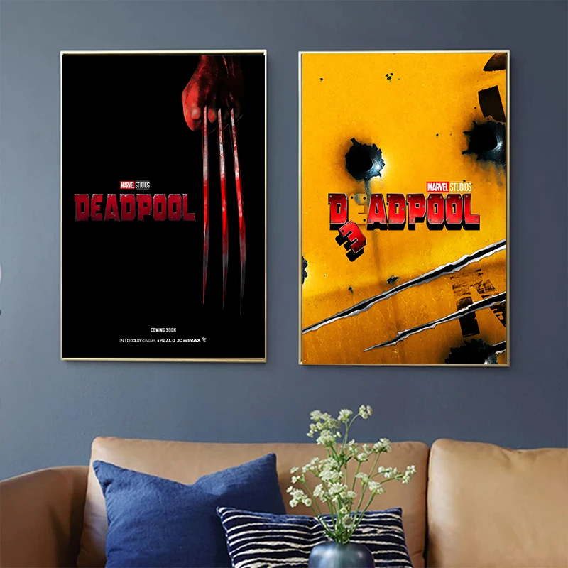 Deadpool & Wolverine Movie Canvas Painting Poster Cuadros Marvel Superhero Wall Art Mural Picture Living Room Decor Frameless