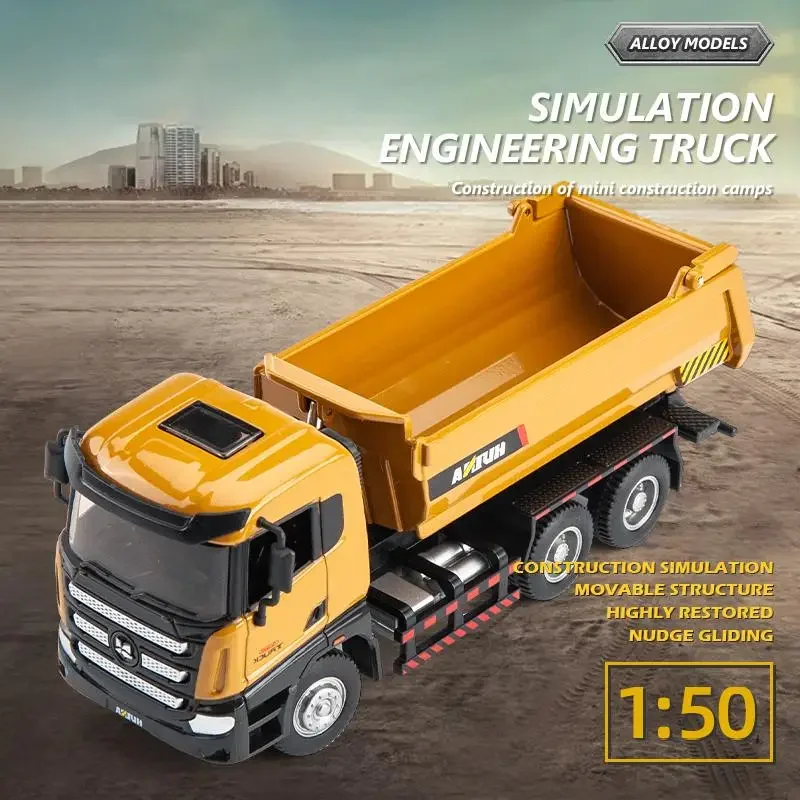 HUINA-camión volquete de aleación 1:50, Tractor de carga fundido a presión, Bulldozer, vehículo de ingeniería, modelo de construcción, regalos de Navidad para chico, juguete para niño