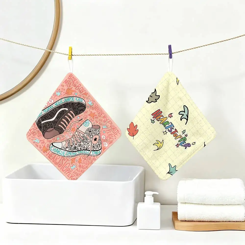 Love Heartstoppers Polyester Cotton Hanging Kitchen Towel, Soft Hand Wiping Towel, Reusable for Kitchen Bathroom Home