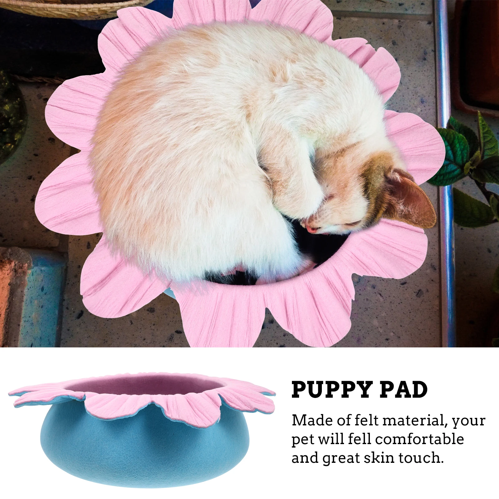 

Chrysanthemum Room Pet Bed Kitten Lounge Cat Rest Dog Pad Felt Cloth Suitable for Pets