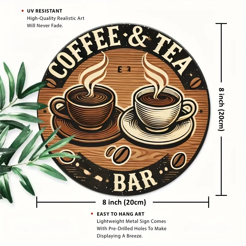 [2D Flat] Aluminum Coffee and Tea Signage, Retro Circular Logo, Tin Metal Logo, Novelty, Garage, Bar, Kitchen, Rules, Humorous,