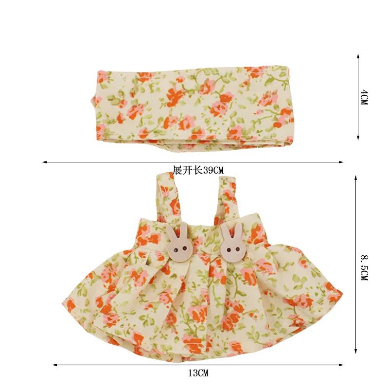 ل Labubu 15-17 سنتيمتر إكسسوارات دمي ، تنورة الأزهار الريفية العصرية والحلوة ، مجموعة عصابات رأس الأزهار ، هدية للأطفال