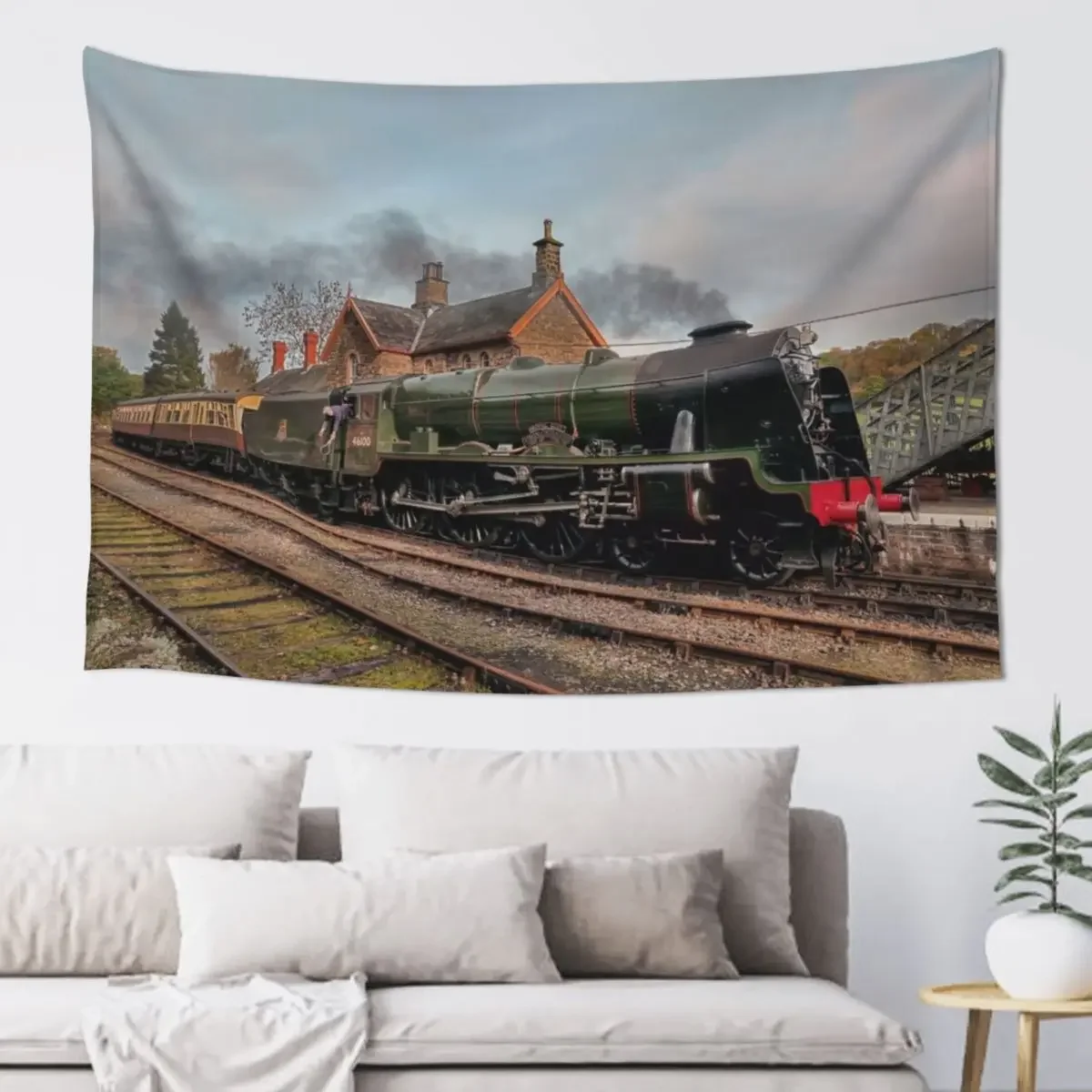 46100 Royal Scot at Highley Station Tapestry Decor For Room Wall Hanging Wall Tapestry