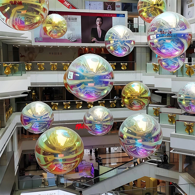 Advertising Decoration Giant Silver Inflatable Sphere Mirror Ball Reflective Balloon for Festival Party Stage Show Nightclub