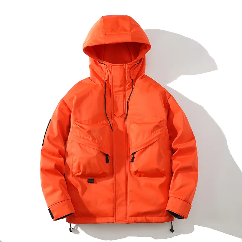 Parka da uomo con cappuccio invernale alla moda da esterno addensato caldo abbigliamento da trekking maschile cappotti da strada quotidiani di alta qualità per uomo casual