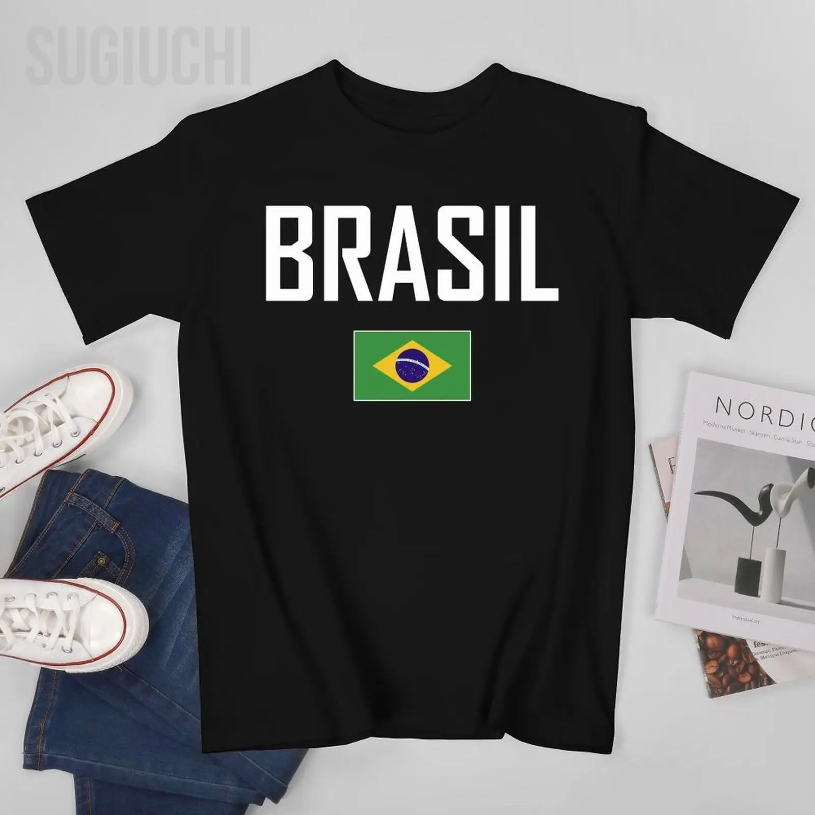 Unisex Men Tshirt BRAZIL BRASIL Flag And Font Tees T-Shirt O-neck T Shirts Women Boys 100% Cotton Clothing More Color