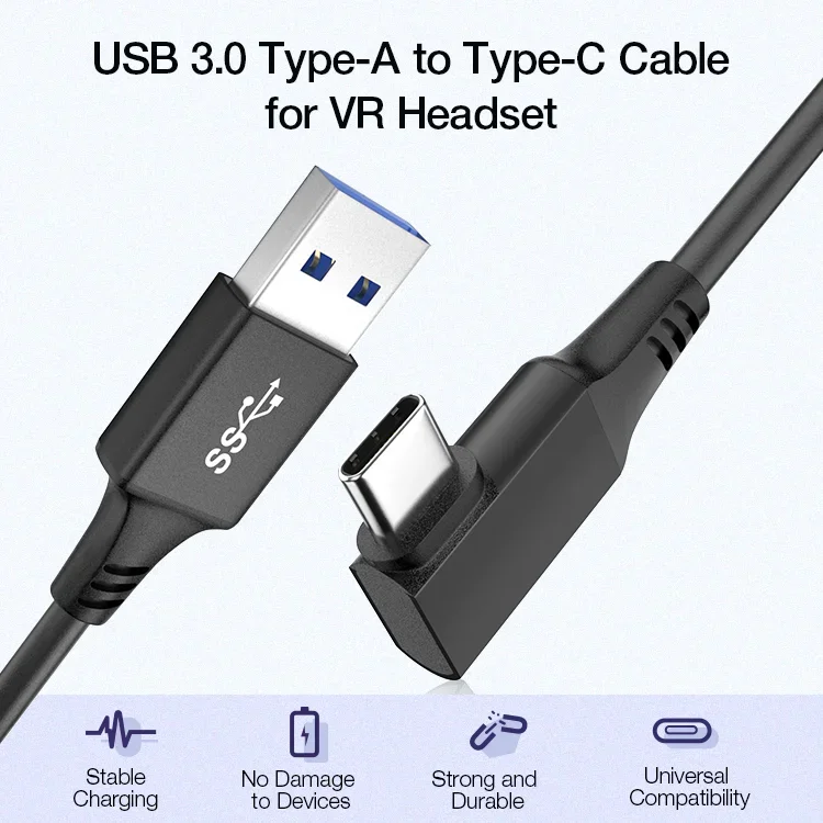 

Хорошее качество VR Дата Кабель Ступень под прямым углом USB 3.0 Тип A к C USB 3.2 Gen1 VR Кабель 6 м 7 м Для Oculus Quest2 VR Link