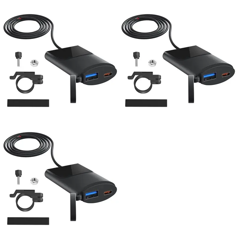 CYL-3X Motorcycle USB 30W QC3.0 Type C IP67 Waterproof Handlebar Mounting Bracket Moto Phone