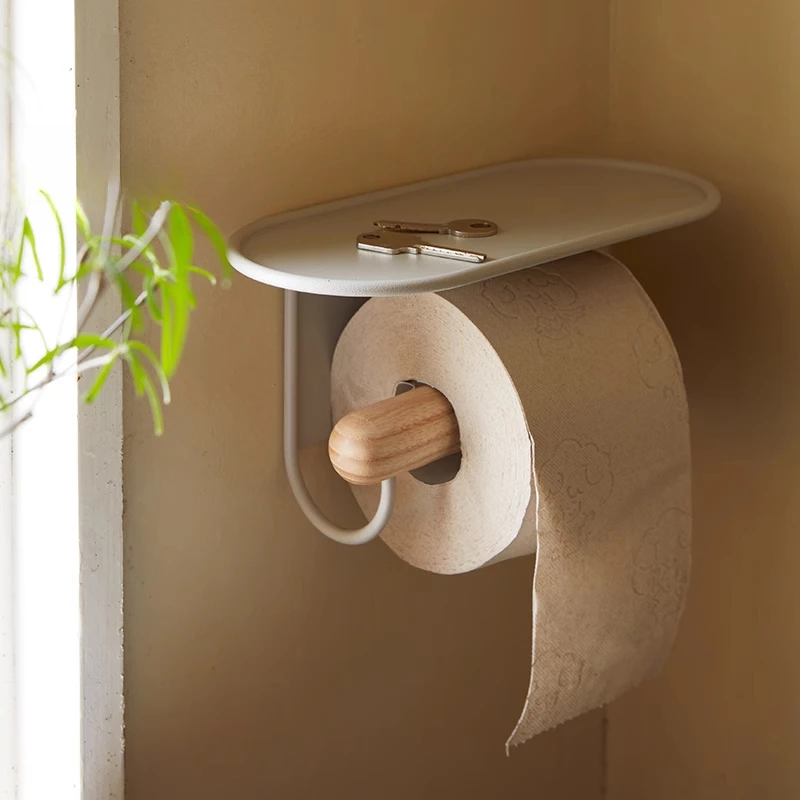 Cold-Rolled Resin-Coated Bathroom Shelf Rust-Resistant Toilet Paper Holder  Heavy-Duty Wall-Mounted Storage Rack for Home