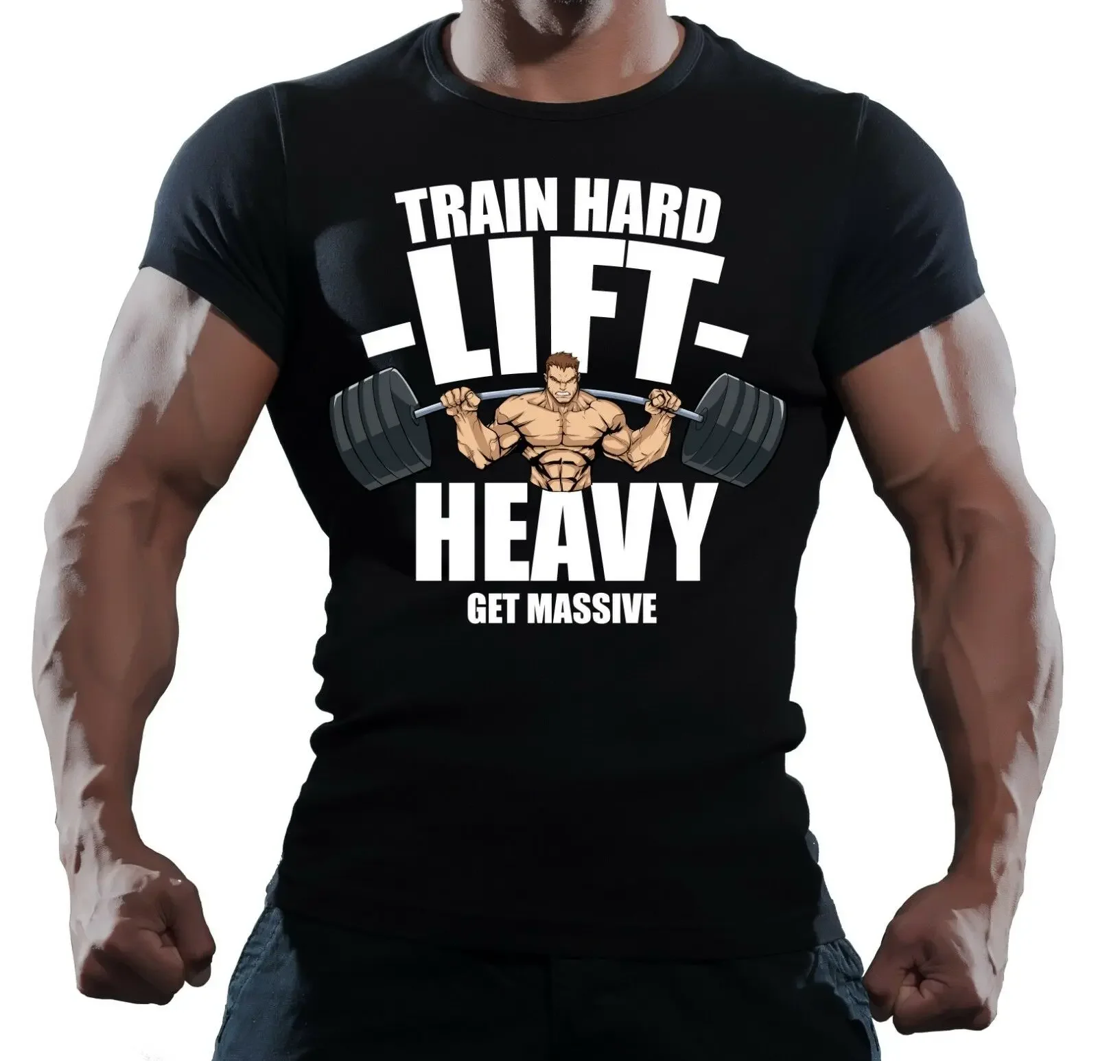 Camiseta "train Hard Life" para gimnasio, entrenamiento de potencia, Fitness, 100% algodón, cuello redondo, verano, manga corta, camiseta informal para hombre, talla S-3XL