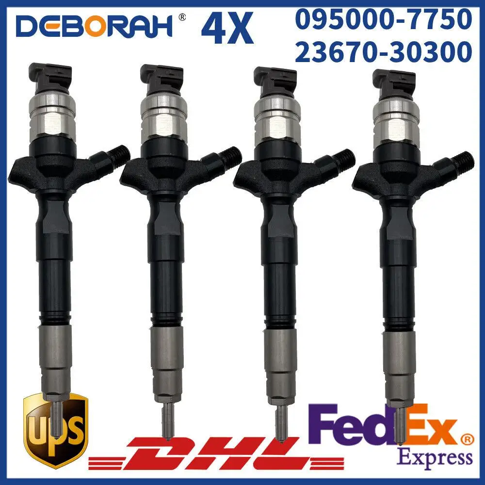 

4X Common Rail Fuel Injector 095000-7750 23670-30300 2367030300For Denso Toyota HILUX VIGO 2KD Hiace