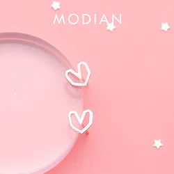 Modian Vintage Frosted Charm Hearts Stud Earrings for Women Girl 925 Sterling Silver Ear Studs Silver Fashion Korean Jewelry