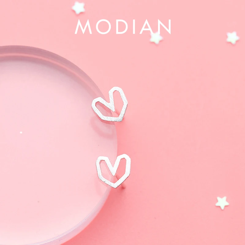 Modian Vintage Frosted Charm serca stadniny kolczyki dla kobiet dziewczyna 925 srebro kolczyki do uszu srebrna modna biżuteria koreańska