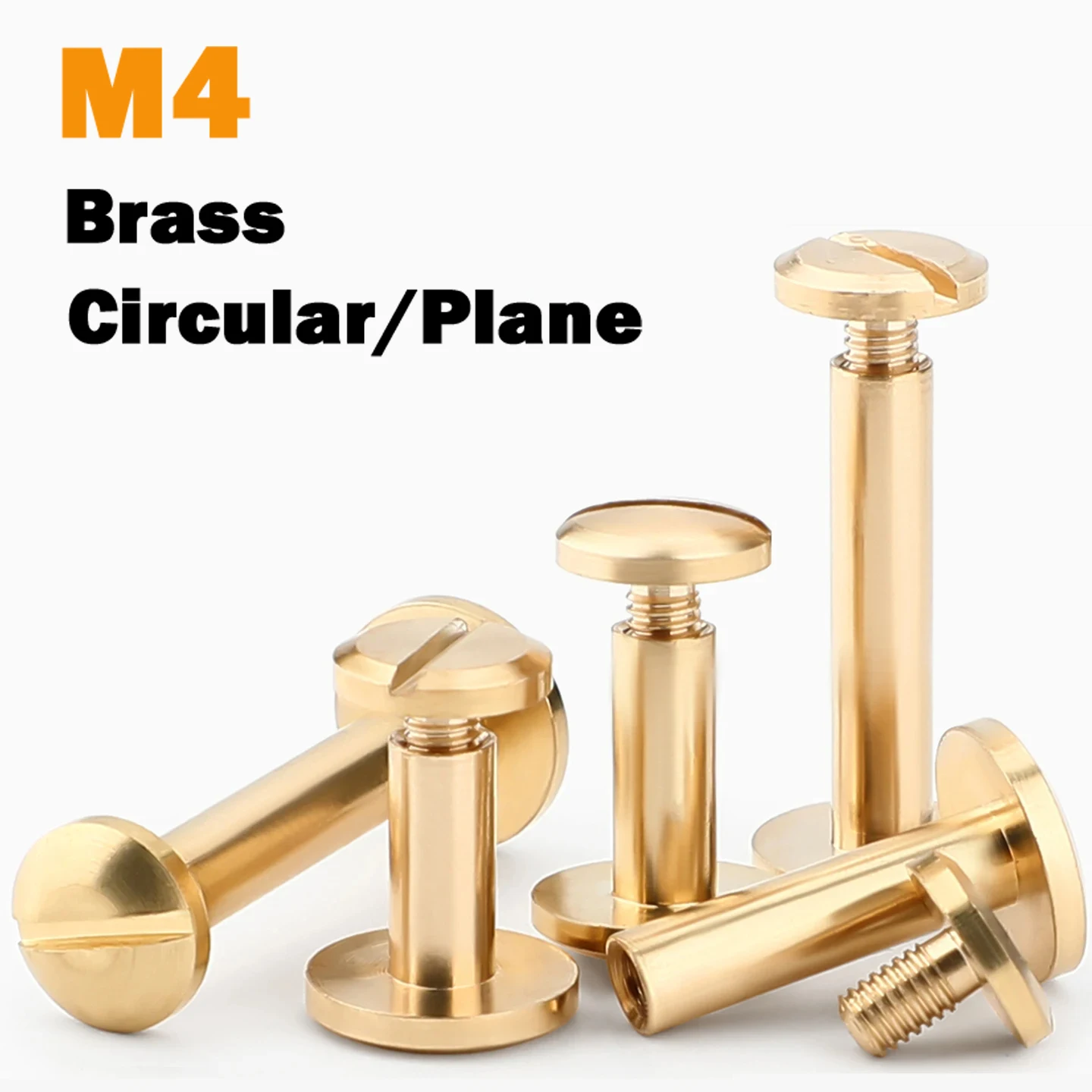 10Pcs M4 Brass Copper Solid Circular/Plane Rivets Leather Belt Wallet Album Screw Nail Binding Rivet