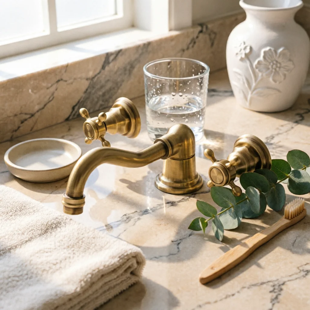 Concealed Basin Faucet Two-handleHandle Wall-Mounted Faucet Tap Space-Saving Corrosion-Resistant for Renovators, Bathroom