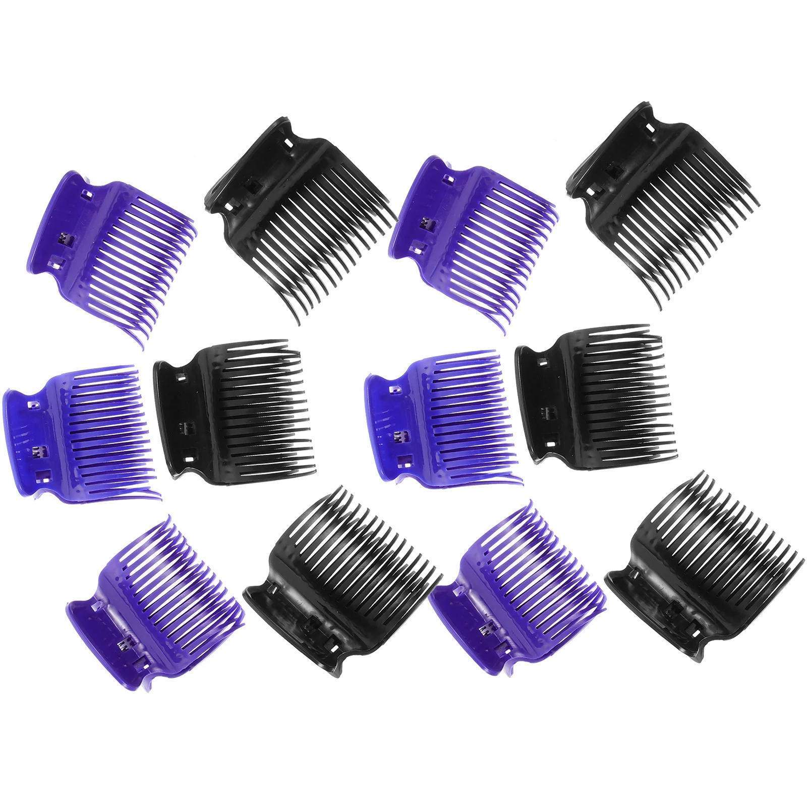 Hair Curling Iron Hot Roller Clip Styling Claw Care Insulation 12pcs (black 6 Purple Pcs) Securing Rollers