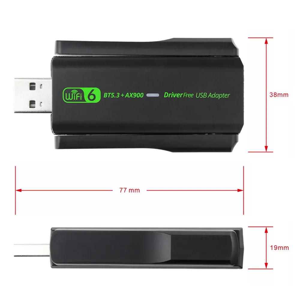 Adaptador USB WiFi 6 BT 5,3 de 900Mbps, Dongle 2 en 1, tarjeta de red de doble banda de 2,4G y 5GHz, receptor Wlan inalámbrico para controlador de PC, AX900 gratis