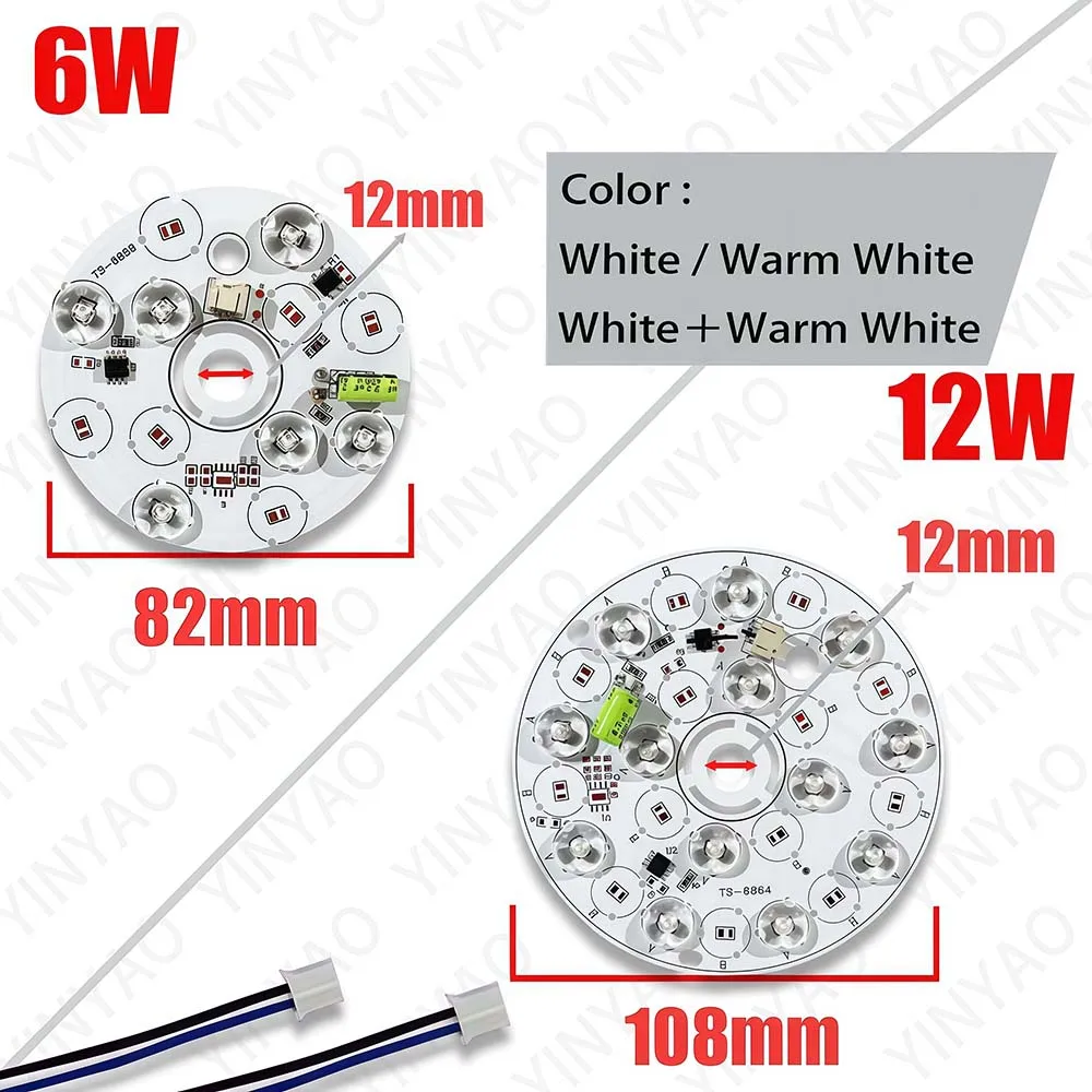 110V 220V Universal Driver-Free 6W 12W 14W LED Light Board Nordic Chandelier Light Source Three-Color Adjustable DIY Light Board
