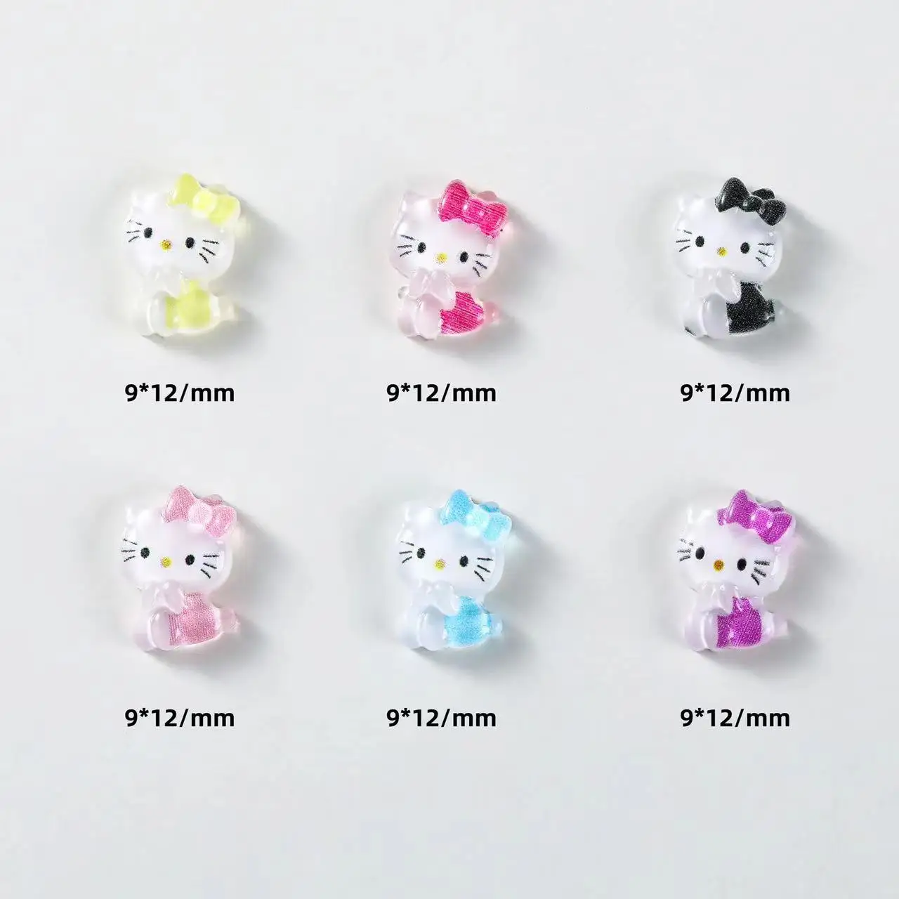 30pcs Colorful Resin Glitter Mini Crystal Cute Bowknot Cat Nail Flatback Rhinestone Appliques DIY Scrapbook Decor Accessories