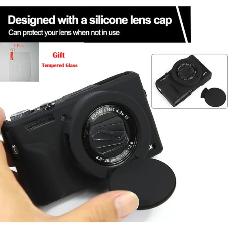 

For Canon g7x2 g7x3 Mark II Camera Bag Camera Silicone Case Protective Shell Anti-Fall + free tempered film