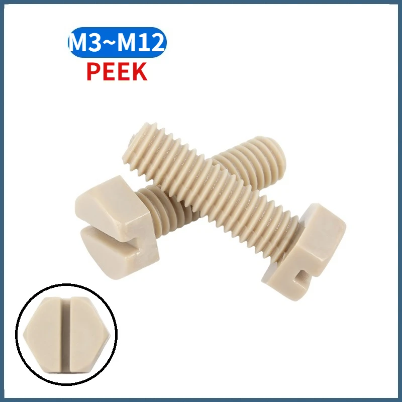 

M3 M4 M5 M6 M8 M10 M12 Peek High Strength Temperature Resistant Slotted Hex Screws Plastic Insulated External Hexagon Bolt