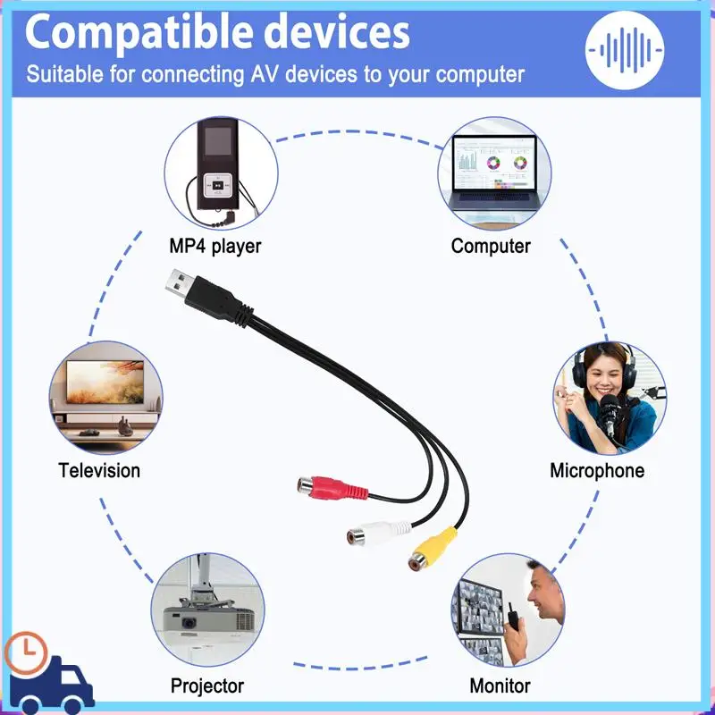 Latest USB To 3RCA Cable USB Female To 3 RCA Rgb Video AV Composite Adapter Converter Cable Cord Connector Lead For TV PC DVR