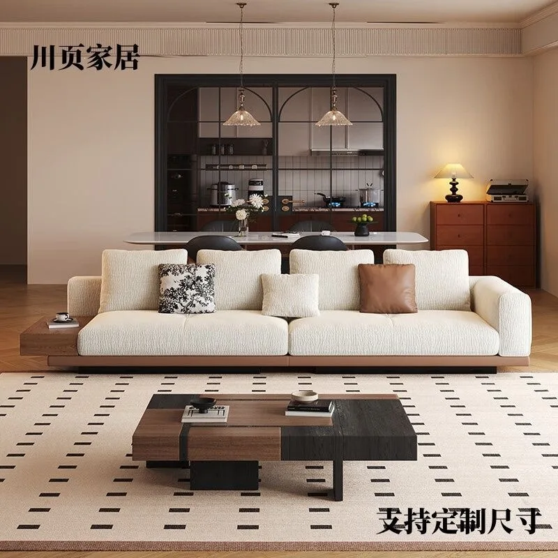 

PYJ retro chenille fabric medium and ancient style straight row small apartment guest dismantling and washing living room sofa