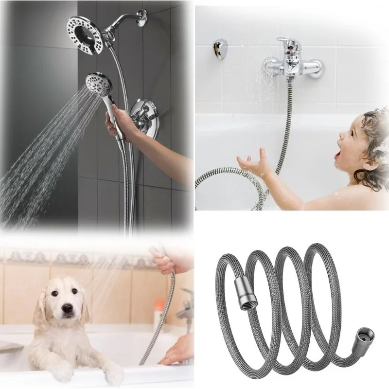 1m-2m G1/2Inch Bathroom Shower Accessories Shower Hose Bathroom Pipe Water Head High Quality Flexible Shower Head Pipe Tool