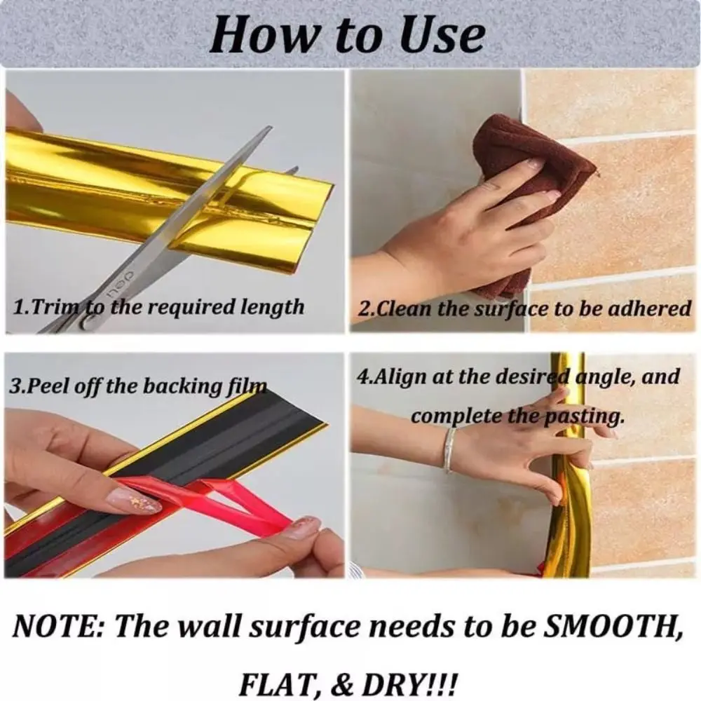 Flexible Corner Molding Trim Tape Wardrobe Moving Door Seam Anti-collision Self Adhesive Decor Tape Dustproof PVC
