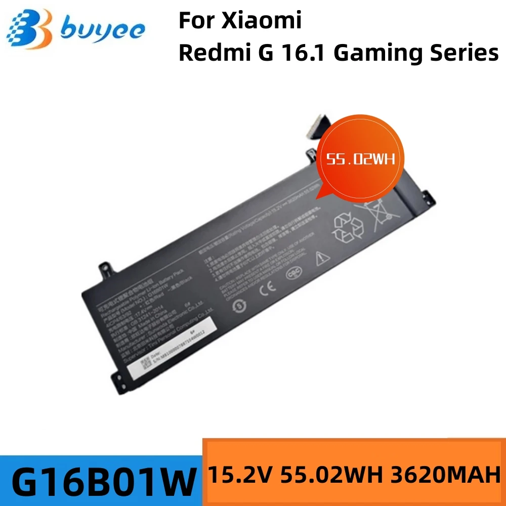 New 55.02Wh Genuine G16B01W Laptop Battery For Xiaomi Redmi G 16.1 Gaming Series XMG2003-AJ/AB/AL 15.2V 3620MAH (4ICP4/63/92)