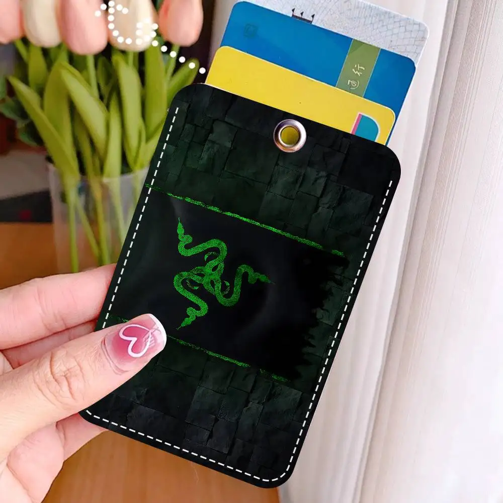 R-Razers Logo Card Holders Student ID Card Protective Cover Cases Student Campus Access Cards Key Chain Anti-lost