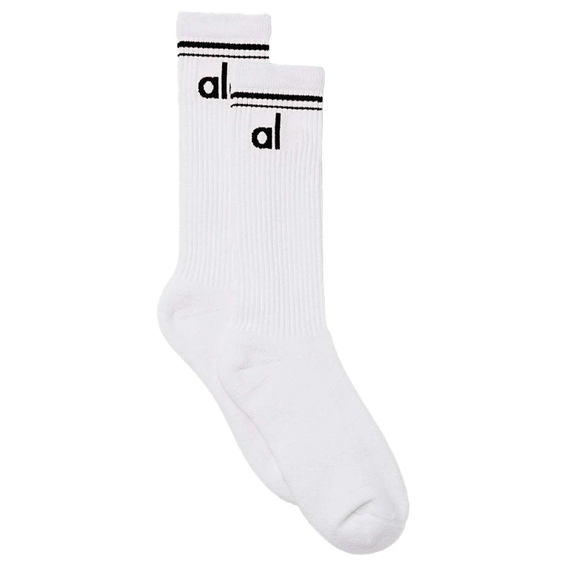 AL Unisex Cotton Yoga Socks Mid Tube Breathable Sweat Absorbing Sports Socks Solid Color Socks