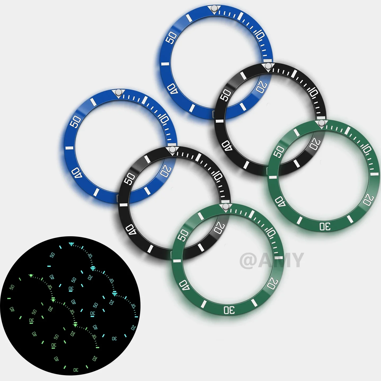 ROJA Watch accessories ceramic ring mouth luminous style suitable for Blackwater Ghost digital ring mouth luminous characters