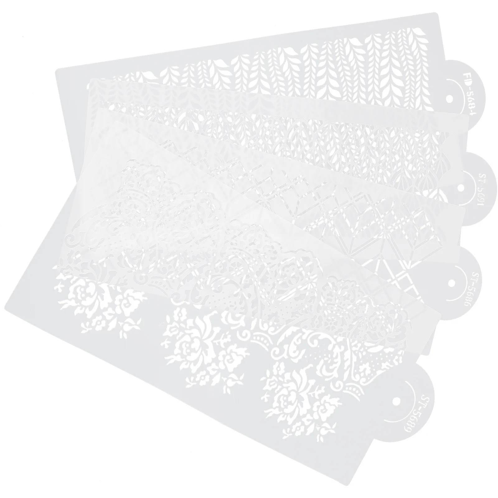 

4pcs Cake Stencils Delicate Pattern Reusable Baking Decoration Tools For Fondant Cookies Mousse Dessert Craft Scrapbooking Diy