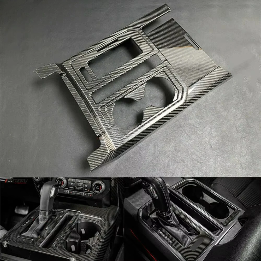 Car Interior Central Console Gear Shift Panel Stickers Cover Trim for F150 Raptor 2015- 2020 Car Accessories Real Carbon