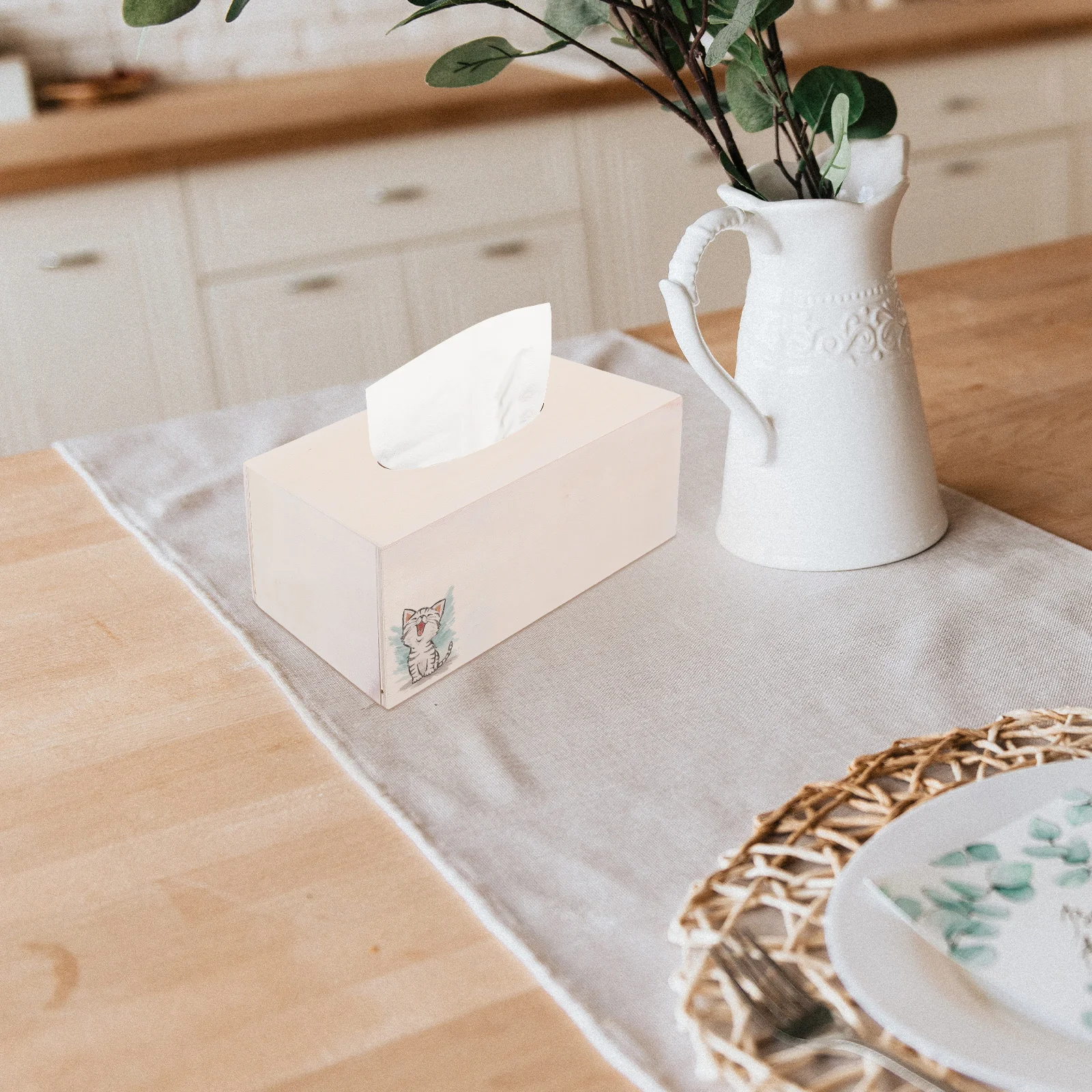 

2pcs Diy Tissue Box Wooden Handmade Craft Kit For Kids Plain Color Smooth Tissue Holder Art Project Decor Handicraft Tool