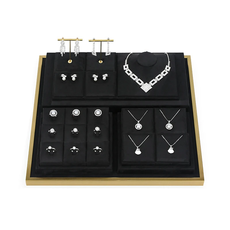 

Jewelry display props, black microfiber counter jewelry display stand, bracelet necklace, ring, earring jewelry display rack