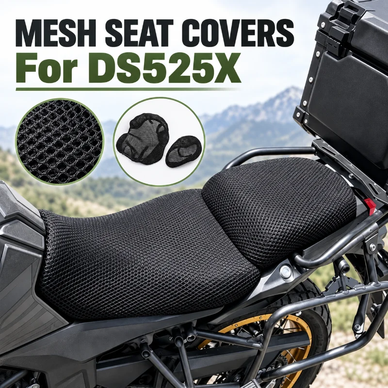 Motorcycle Mesh Seat Covers For DS525X Black Two Piece Rider Passenger Seat Cover Set for Touring